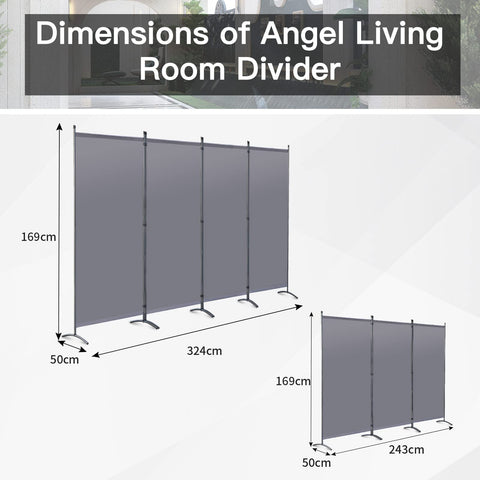 Angel Living 3 Panels Folding Room Divider | Privacy Screen with Polyester Fabric & Sturdy Iron Frame | Freestanding Partition for Office, Bedroom