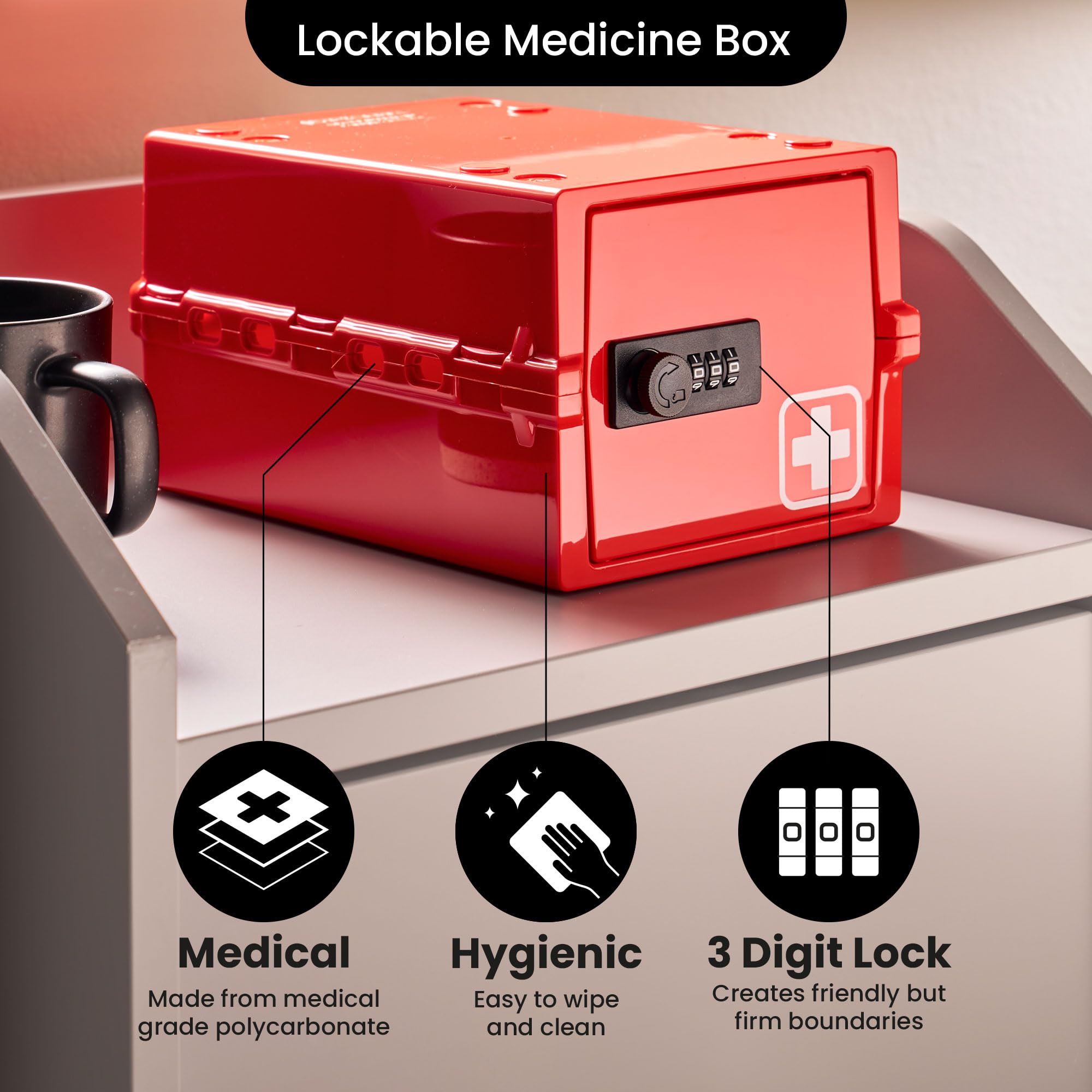 Lockabox Mini™ | Small Lockable Box with Combination Lock (3L) | Compact Storage Lock Box for Small Medicines, Snacks & Mobile Phones