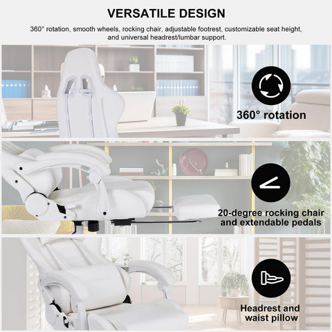 Homracer Gaming Chair Grade:A Genuine Leather Ergonomic Office Computer Chair-High Back with Massage Function, 360° Swivel Adjustable Armrests