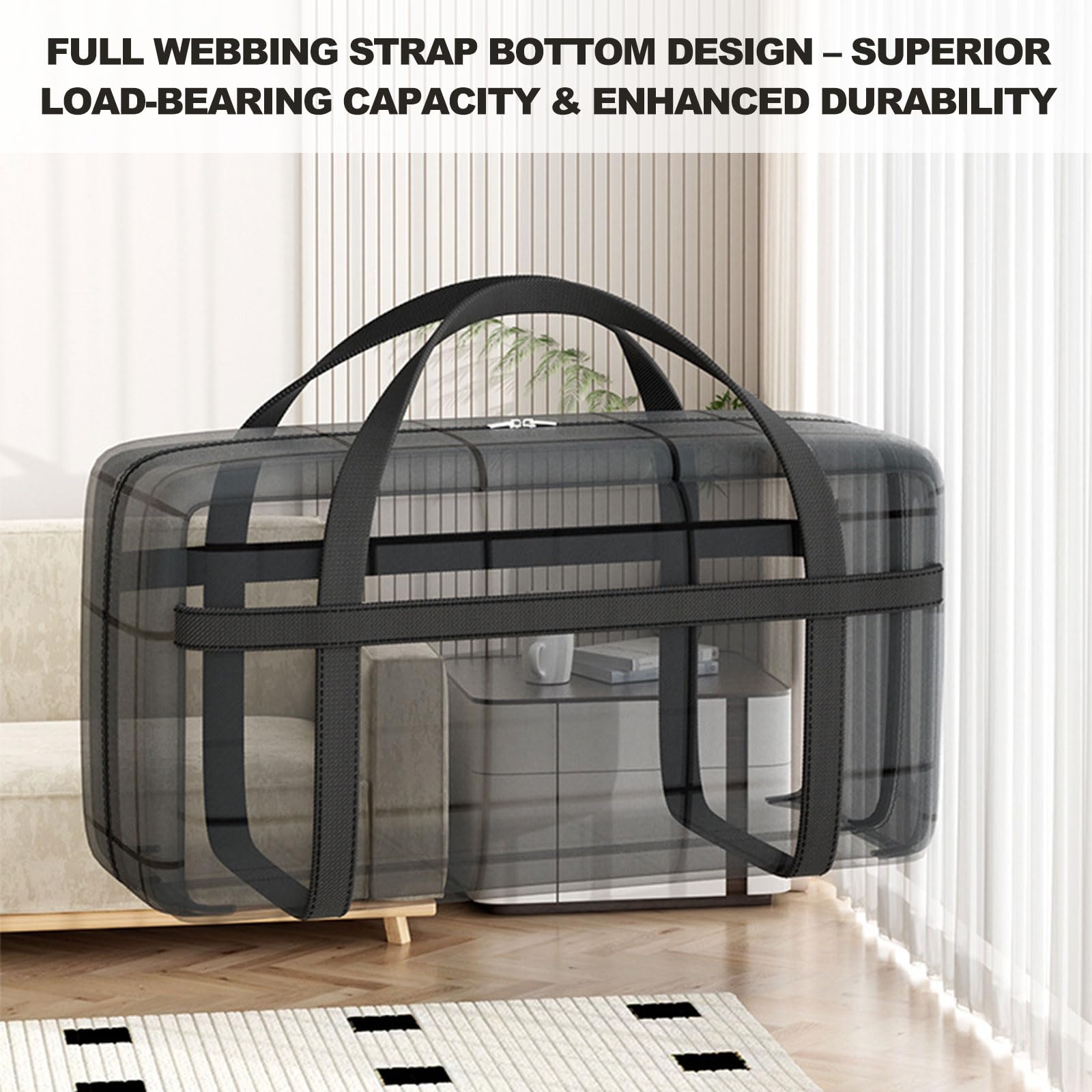 2 Pack Extra Large Moving Bags 180L Heavy Duty Clothes Storage Bags Thickened Sturdy Home Storage Bags with Zips & Handle