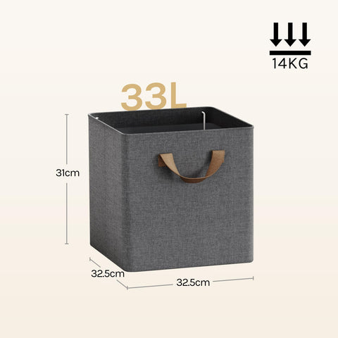 WOLTU Fabric Storage Boxes Set of 3, Collapsible Cube Baskets with Handles and Metal Frame, Wardrobe Organisers for Bedroom, Living Room, Study