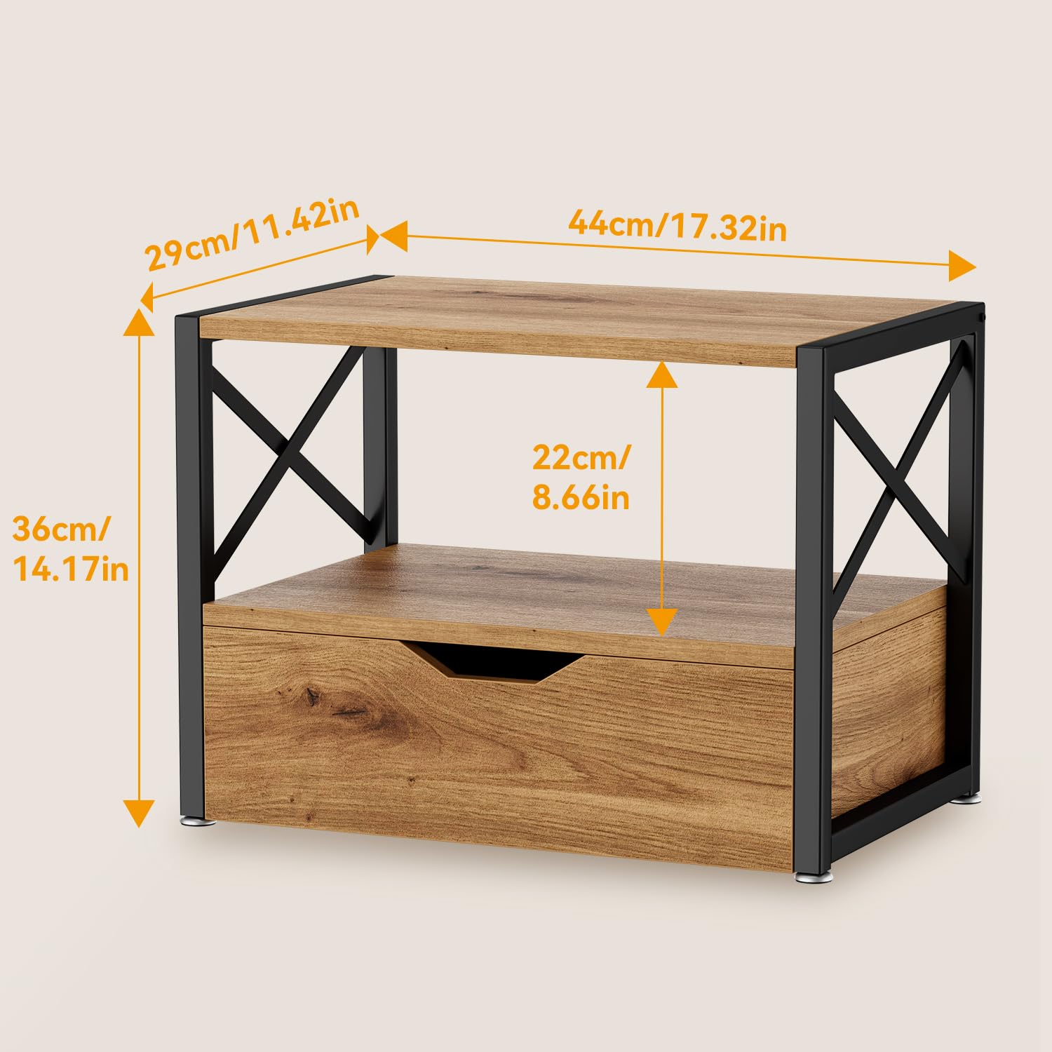 IBUYKE 2 Tier Desktop Printer Stand,Multi-Purpose Desk Organizer,Wooden Printer Stand with Drawer Storage for Folders,Books,for Fax Machine