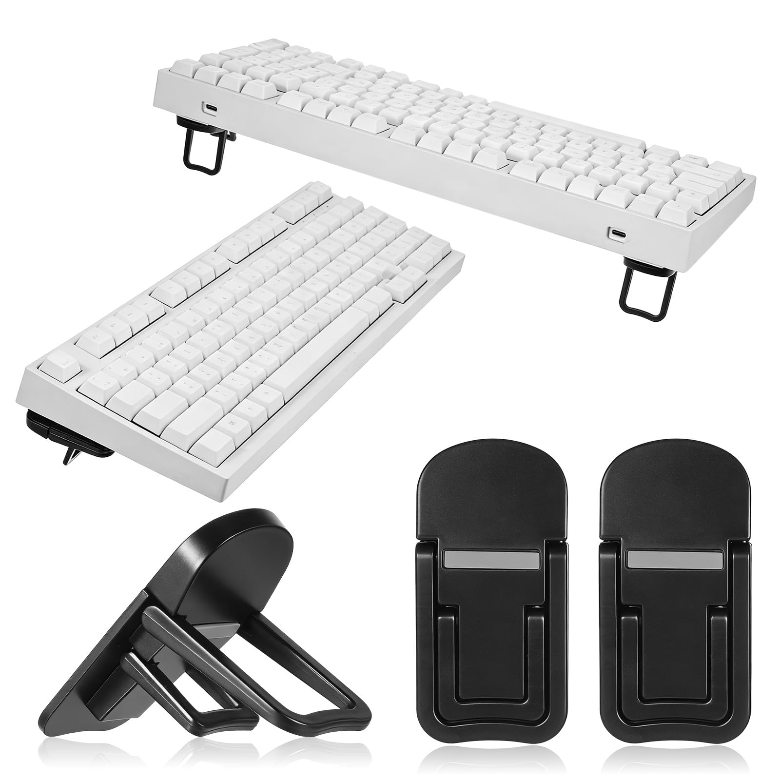 2PCS Plastic Mini Foldable Laptop Stand, Foldable Computer Keyboard Riser with 2 Adjustable Angles Portable Self-Adhesive Notebook Holder Lightweight