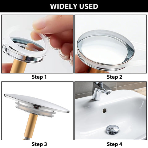 XdealCozyxc 72mm Pop up Bath Plug Replacement with 2 Pcs Sink Plug Rubber Seal, 9mm Pole Silver Adjustable Bath Tub Plug