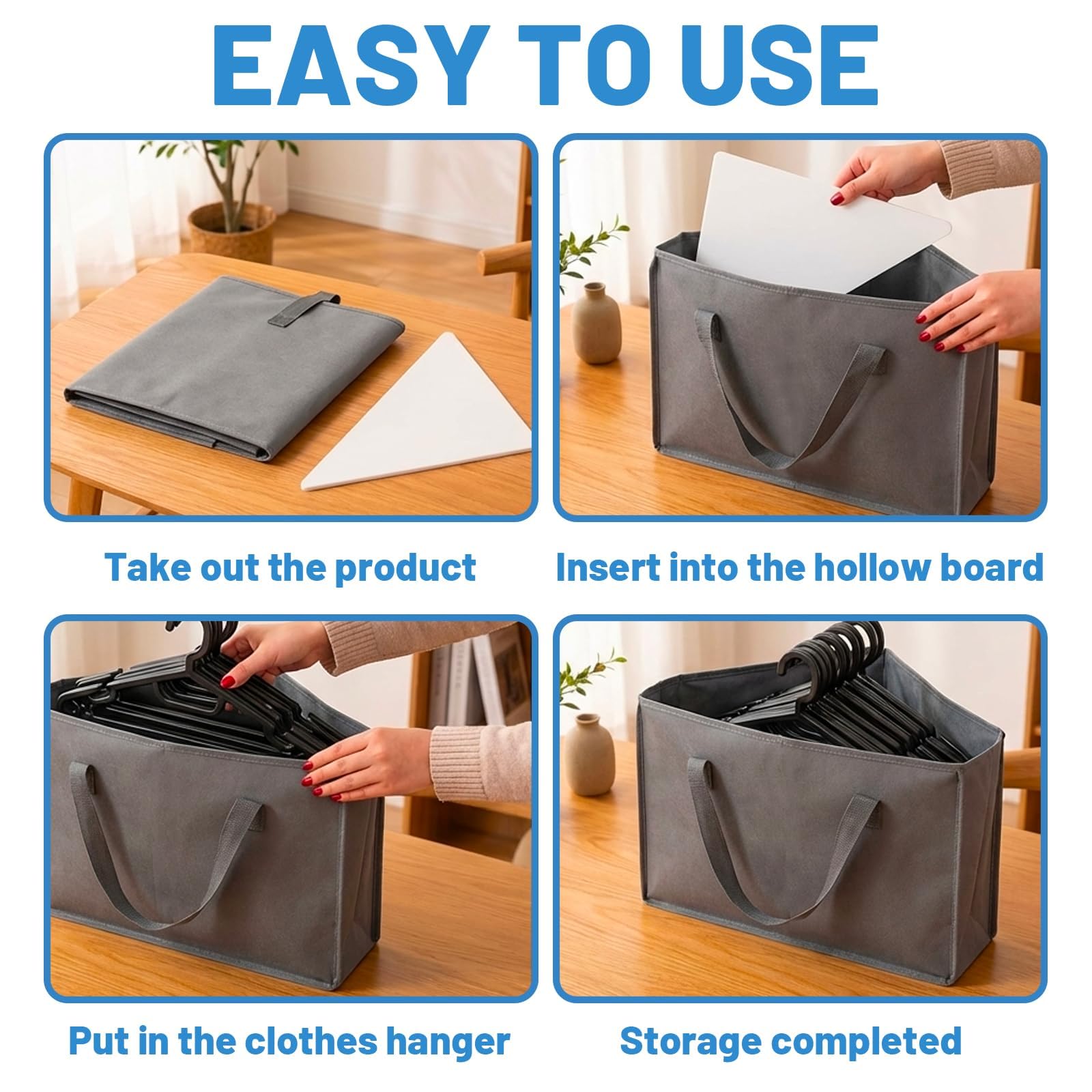 2 Pcs Coat Hanger Storage, Hanger Storage Bag, Foldable Hangers for Travel, Grey Hangers Organiser, Lightweight Coat Storage Bags, Triangle Design
