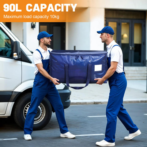 3 Pack 90L Moving Bags with Wrap-Around Handles and Reinforced Bottom, Blue