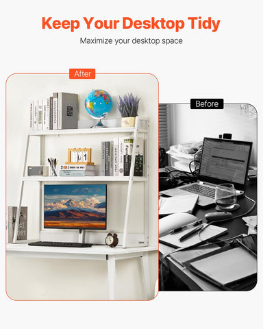 VEVOR Desktop Bookshelf, 2-Tier Desktop Storage Organizer, 37.4" x 12.6" x 35.4" Office Desk Storage Rack Display Shelf