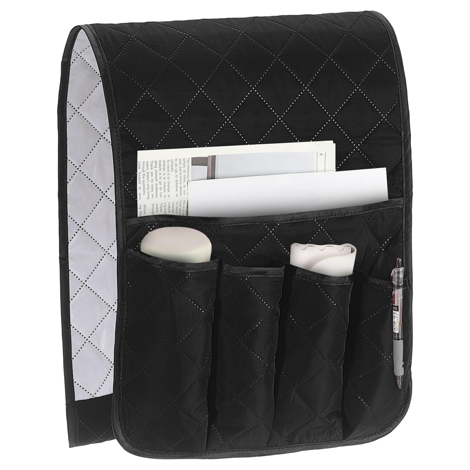 sourcing map 1 Pcs Recliner Armchair Caddy, Couch Armrest Organizer with 5 Pockets for Bedside Sofa Remote Control Holders Magazine Phone Book