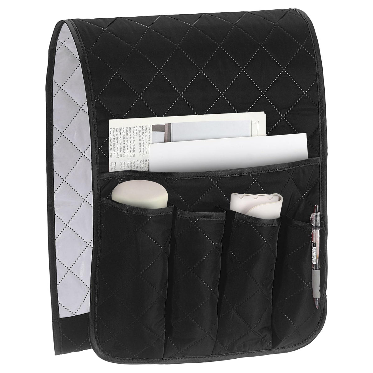 sourcing map 1 Pcs Recliner Armchair Caddy, Couch Armrest Organizer with 5 Pockets for Bedside Sofa Remote Control Holders Magazine Phone Book