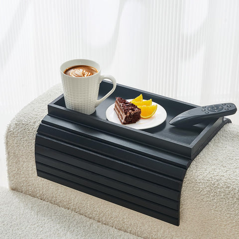 LOVYANXUE Bamboo Sofa Arm Tray, Anti Falling Couch Arm Tray Table, Foldable Couch Armrest Table, Portable Sofa Armrest Trays Cup Holder for Drink