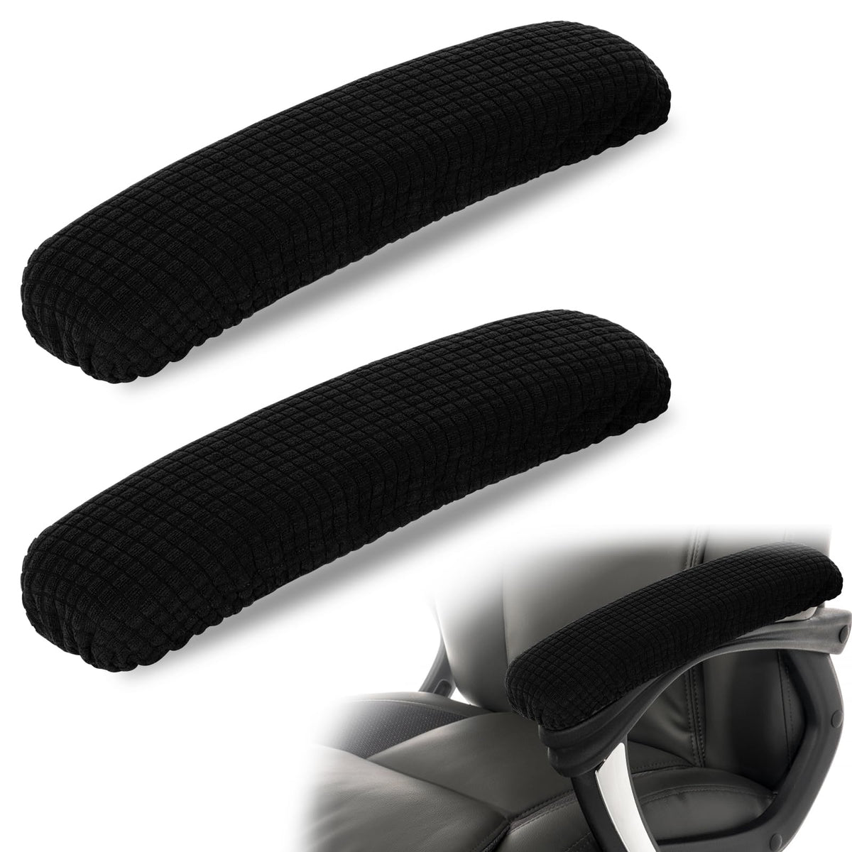 2PCS Office Chair Arm Covers Removable 30cm Polyester Gaming Chair Armrest Slipcovers