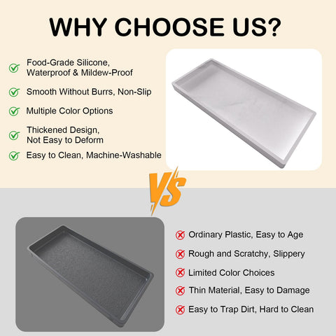 Silicone Bathroom Vanity Tray, 20x10cm Toilet Tank, Kitchen Counter Trays, Rectangular Silicone non-slip, Easy to Clean and Shatterproof, for Perfume