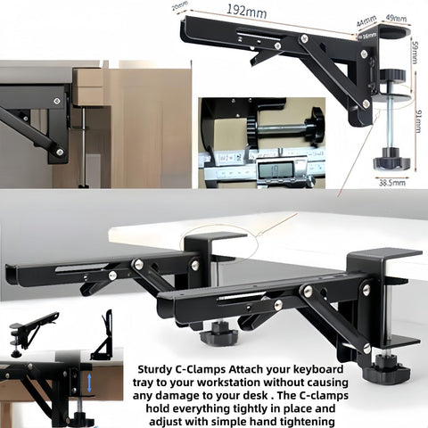 Adjustable Desk Extender,Folding Shelf Bracket with Table-Mount Clip,2 Pcs