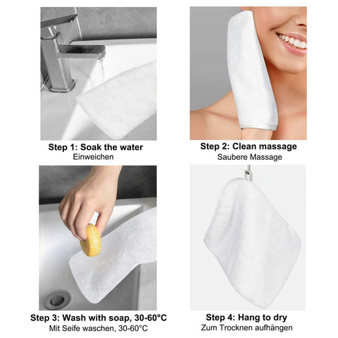 PHOGARY Pack of 10 Microfibre Body Wash Mitts (White), Soft Face Cleansing Mitts, Bath SPA Terry Cloth, 15x21 cm