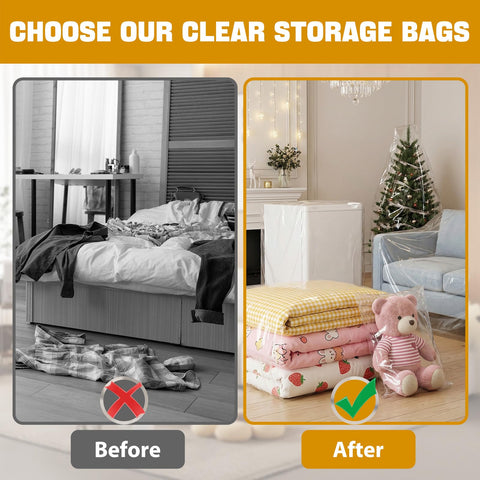4 Pcs Extra Large Clear Plastic Storage Bags 150x150cm for Clothes