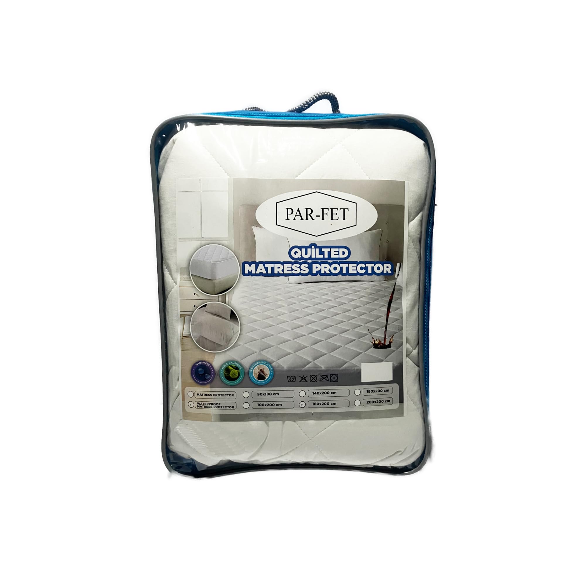 Cotton Mattress Protector, Waterproof, Quilted with Anti-Allergic, Anti Dust Mite, Soft and Quiet, Breathable (White, 140 x 200 cm)