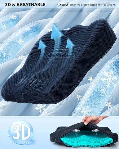 Double-Layer Honeycomb Gel Seat Cushion, Pressure Relief for Long Sitting