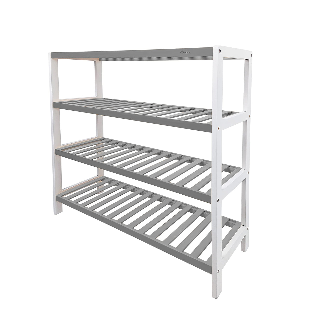 1ABOVE Bamboo Shoe Rack, Plant Rack, Perfect for Corridor, Living Room, Bathroom, Bedroom, Hallway or Small spaces-Parent. (Grey & White, 4 Tier)