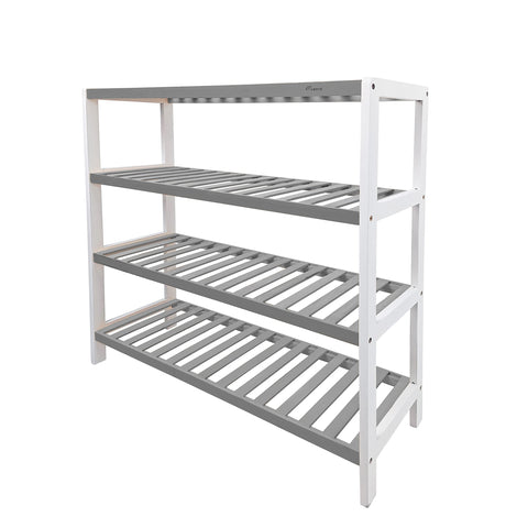 1ABOVE Bamboo Shoe Rack, Plant Rack, Perfect for Corridor, Living Room, Bathroom, Bedroom, Hallway or Small spaces-Parent. (Grey & White, 4 Tier)