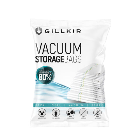 GILLKIR Vacuum Storage Bags - Assorted 6-Pack Including 3 Large & 3 Medium Compression Vacuum Bags for Clothes, Bedding - Durable
