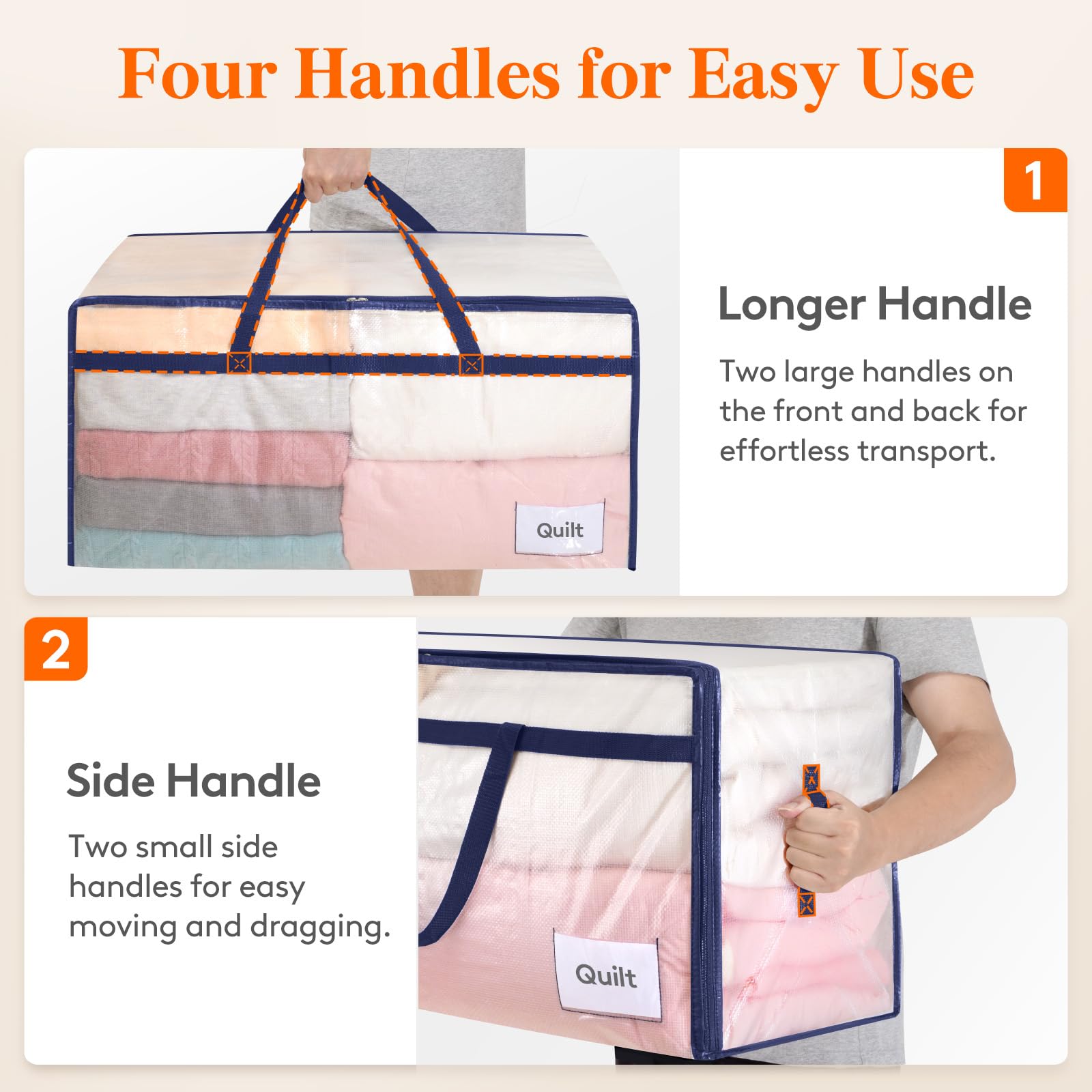 Lifewit 4 Pack Large Moving Bags with Lids and Sturdy Handles, Transparent