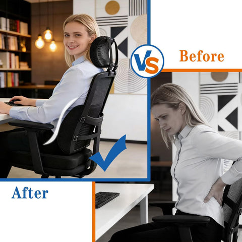 Senaire Seat Cushion & Lumbar Support Pillow, Memory Foam Coccyx Cushion for Tailbone Pain Sciatica Hemorrhoid Bum Lower Back Pain Relief