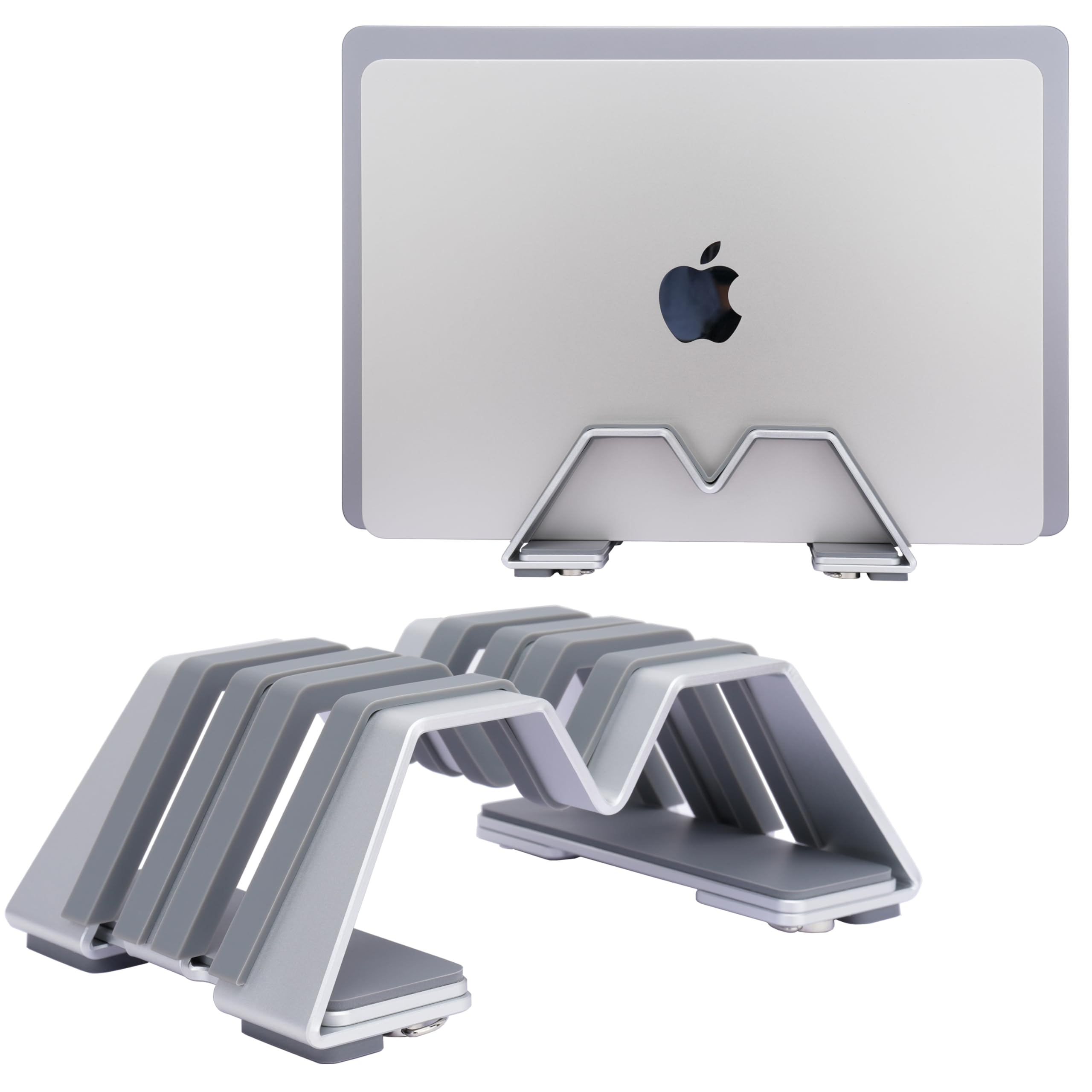 Psitek Adjustable Dual Vertical Laptop Stand Holder - Supports 2 Devices 6061 Aluminum, Universal Fit for All Laptops - Fashion Design