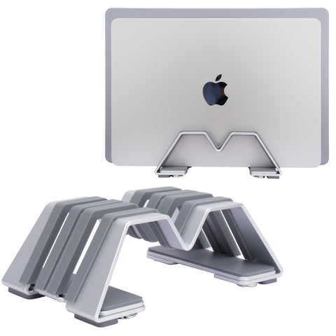 Psitek Adjustable Dual Vertical Laptop Stand Holder - Supports 2 Devices 6061 Aluminum, Universal Fit for All Laptops - Fashion Design