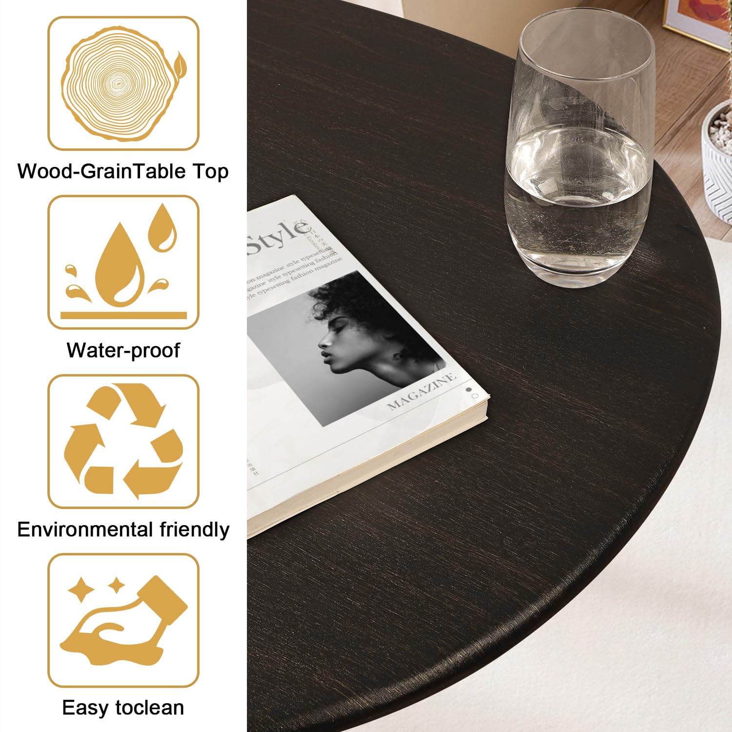 WDSHIYI Coffee Table Modern Rustic Farmhouse Coffee Table Oval Mid Century Coffee Tables Retro Accent Sofa Center Table for Living Room Easy Assembly