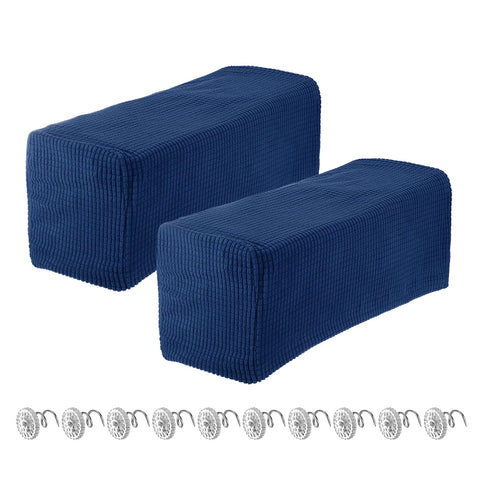 sourcing map 2pcs Stretch Armrest Covers for Chairs/Sofas, Couch Arm Covers with Twist Pin, Furniture Protector Slipcovers Navy Blue