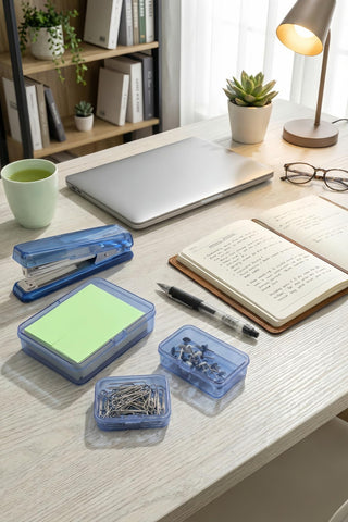 LJY Blue Plastic Storage Boxes with Lids, 36 Pack, 3 Mixed Sizes