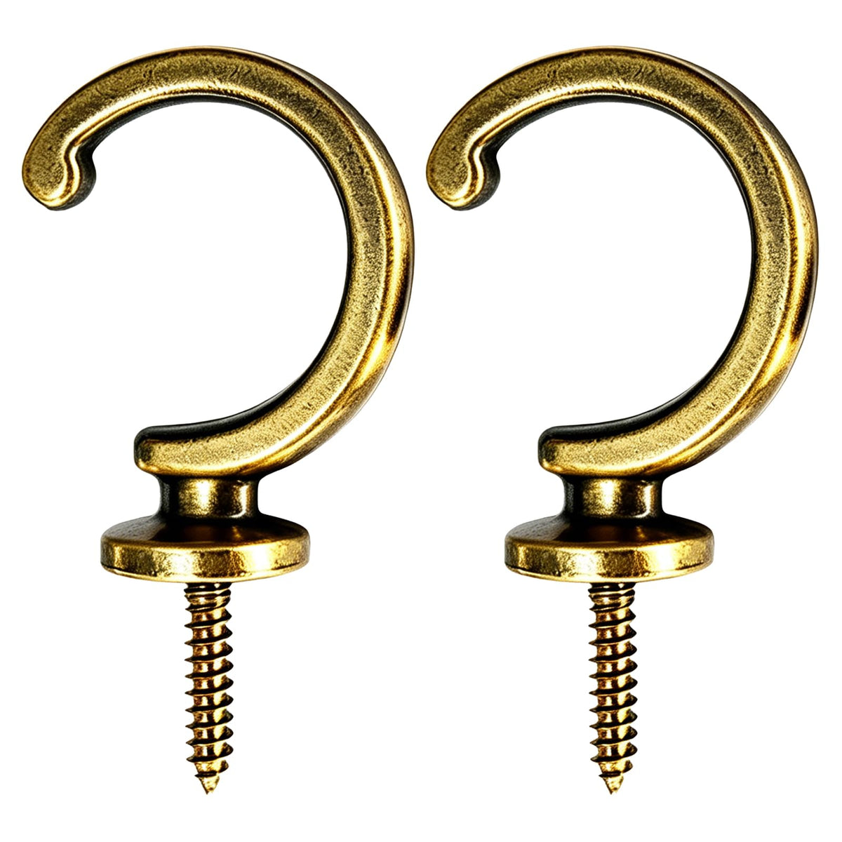 2 Pack Heavy-Duty Vintage Brass Ball-End Curtain Tie-Back Wall Hooks