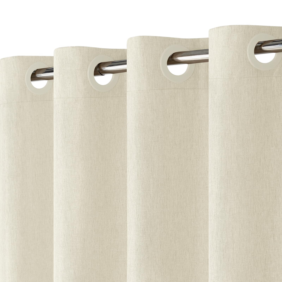Hotel Style No Hook Rustic Linen Shower Curtain for Bathroom 230GSM Thick Fabric Texture Shower Curtains, Enhanced Waterproof, Weighted Hem