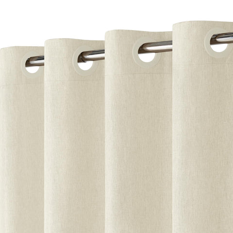 Hotel Style No Hook Rustic Linen Shower Curtain for Bathroom 230GSM Thick Fabric Texture Shower Curtains, Enhanced Waterproof, Weighted Hem