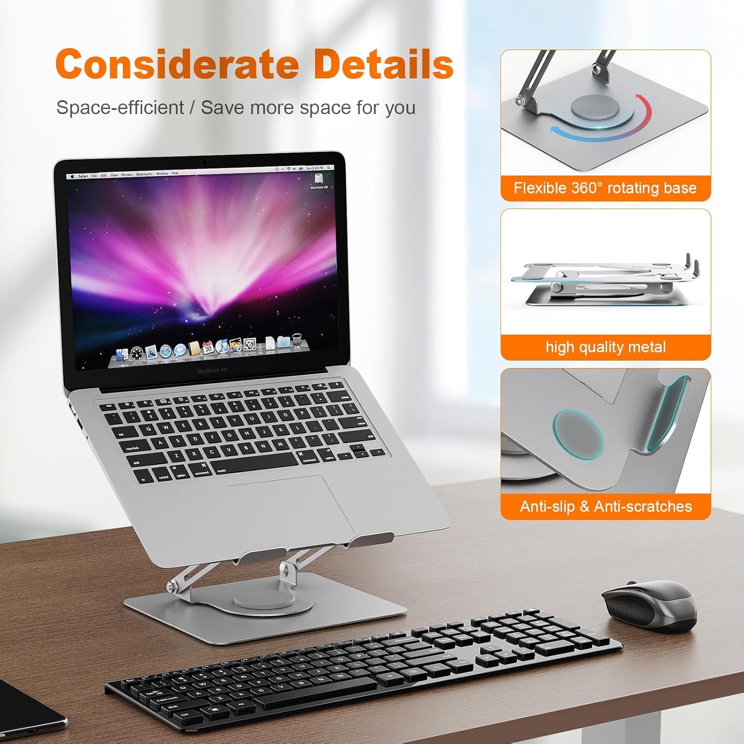 GRIFEMA Laptop Stand for Desk, 360 Swivel Adjustable Height Laptop Stand