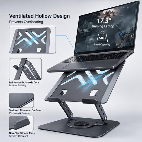 pikeman Laptop Stand 360° Adjustable, Universal for 10-17.3"