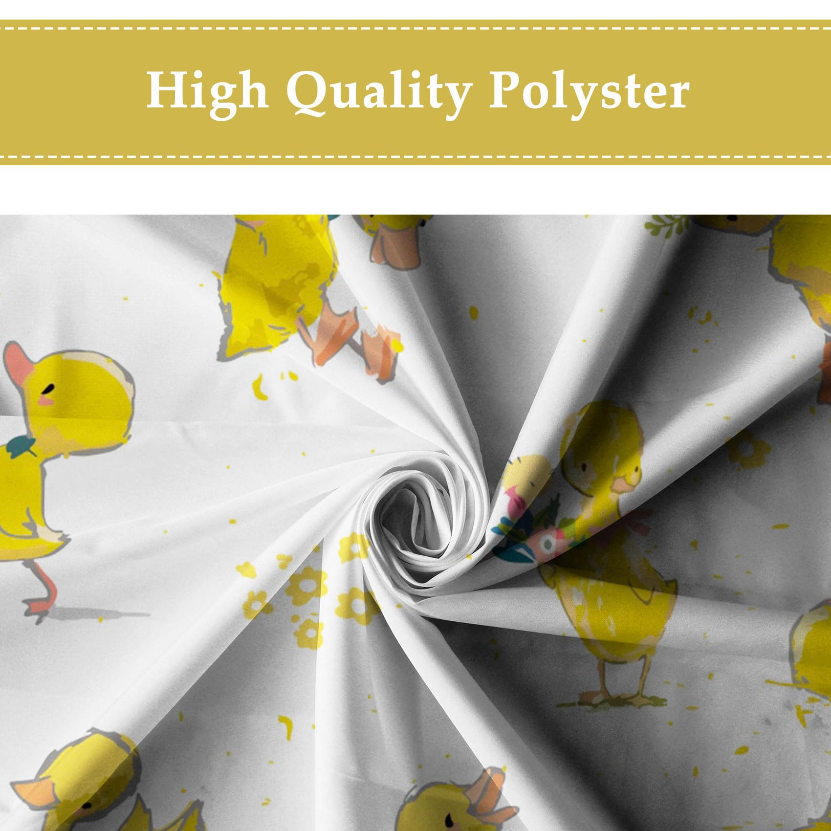 Yellow Duck Shower Curtain with Hook for Bathroom Decorative 71x71inch