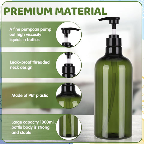 Invalidism 2Pcs Pump Bottle Dispenser 1000ML Refillable Press Pump Bottles