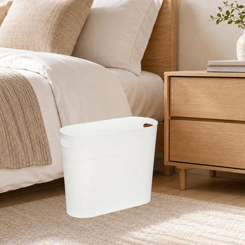 Caxmtu Small Bathroom Bin Plastic Bathroom Wastebasket 10 Litres Slim Garbage Container Bins with Handle for Home Kitchen Bathroom Bedroom Office