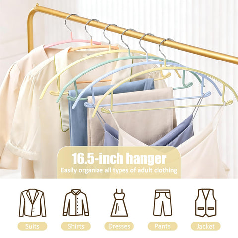 10 Pack Sweater Clothes Hanger No Shoulder Bump 42CM Wide Heavy Duty Coat Metal Hangers for Closet Non Slip PVC-Coating for