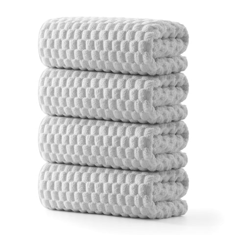 REDKISS Blue Microfibre Bath Towels Set of 4 - Large Waffle Towel Set for Bathroom, Ultra Soft Microfiber Towel Sets