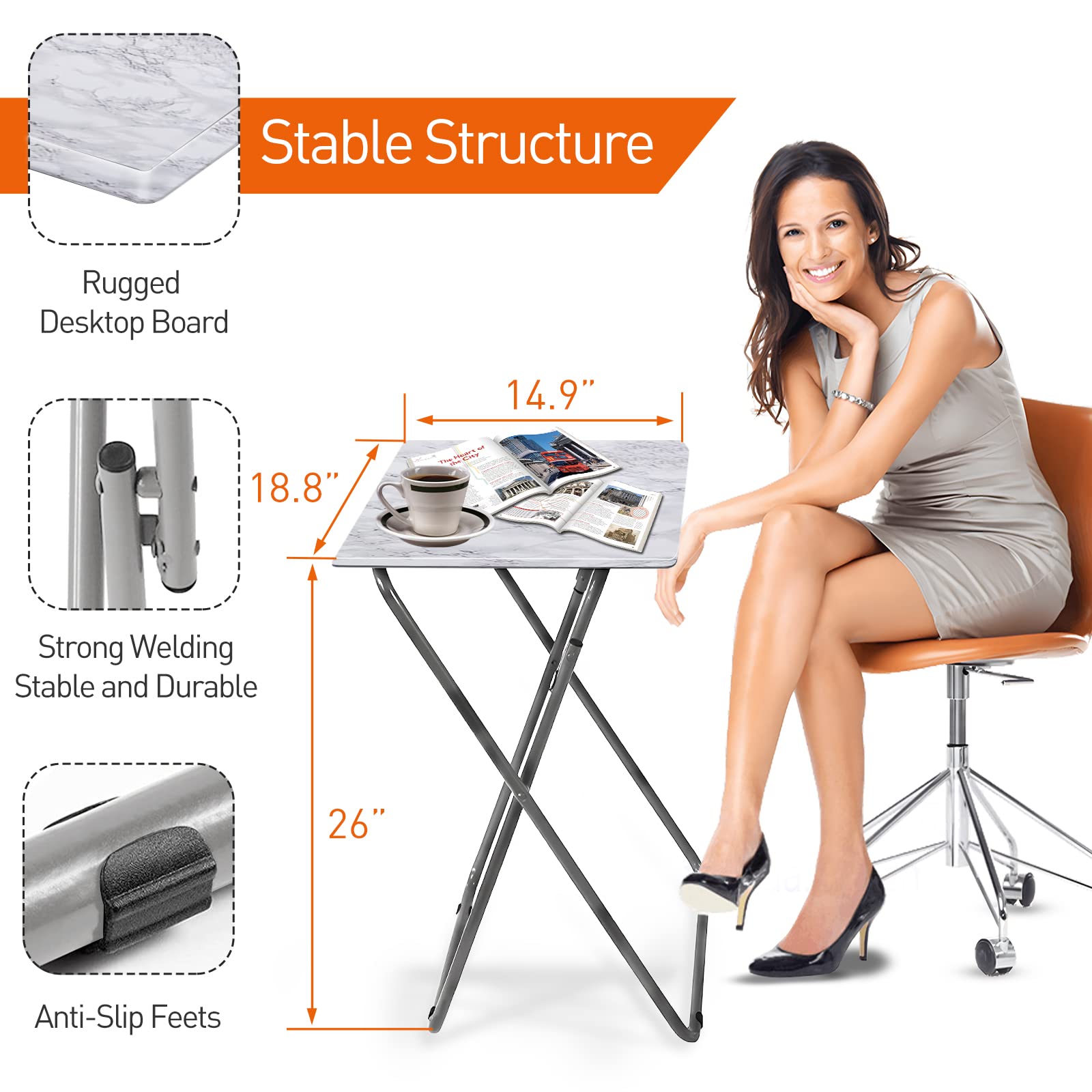 Small Folding Table, Folding Coffee Tables, Side Table 2 Set, TV Tray Table