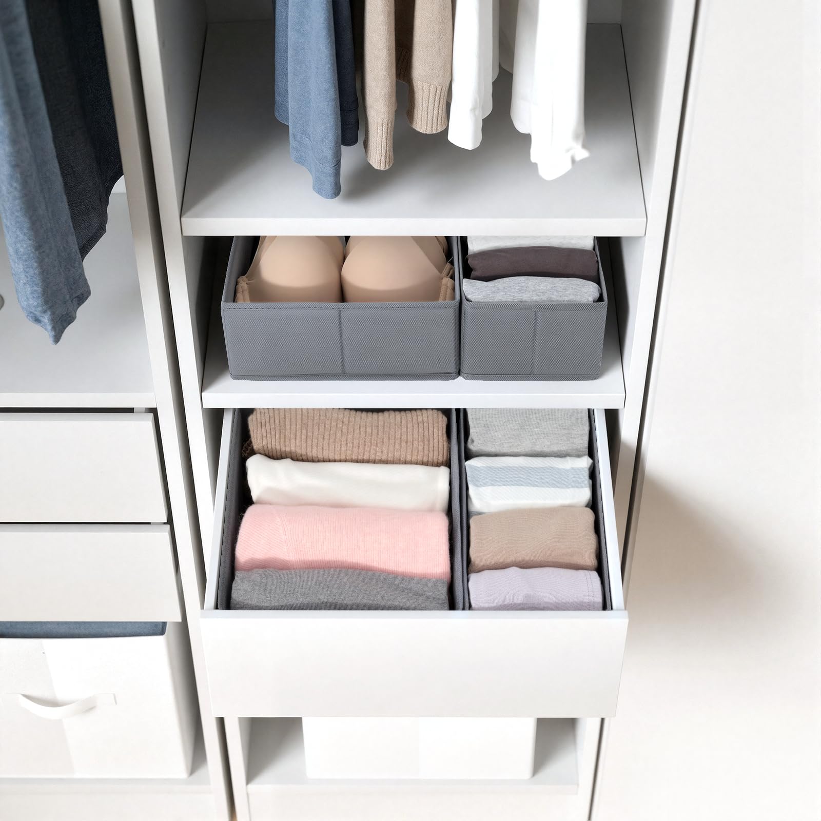 LAJIAKE Set of 2 Drawer Organisers Clothes for PAX Cupboard 50 x 35 cm, Grey