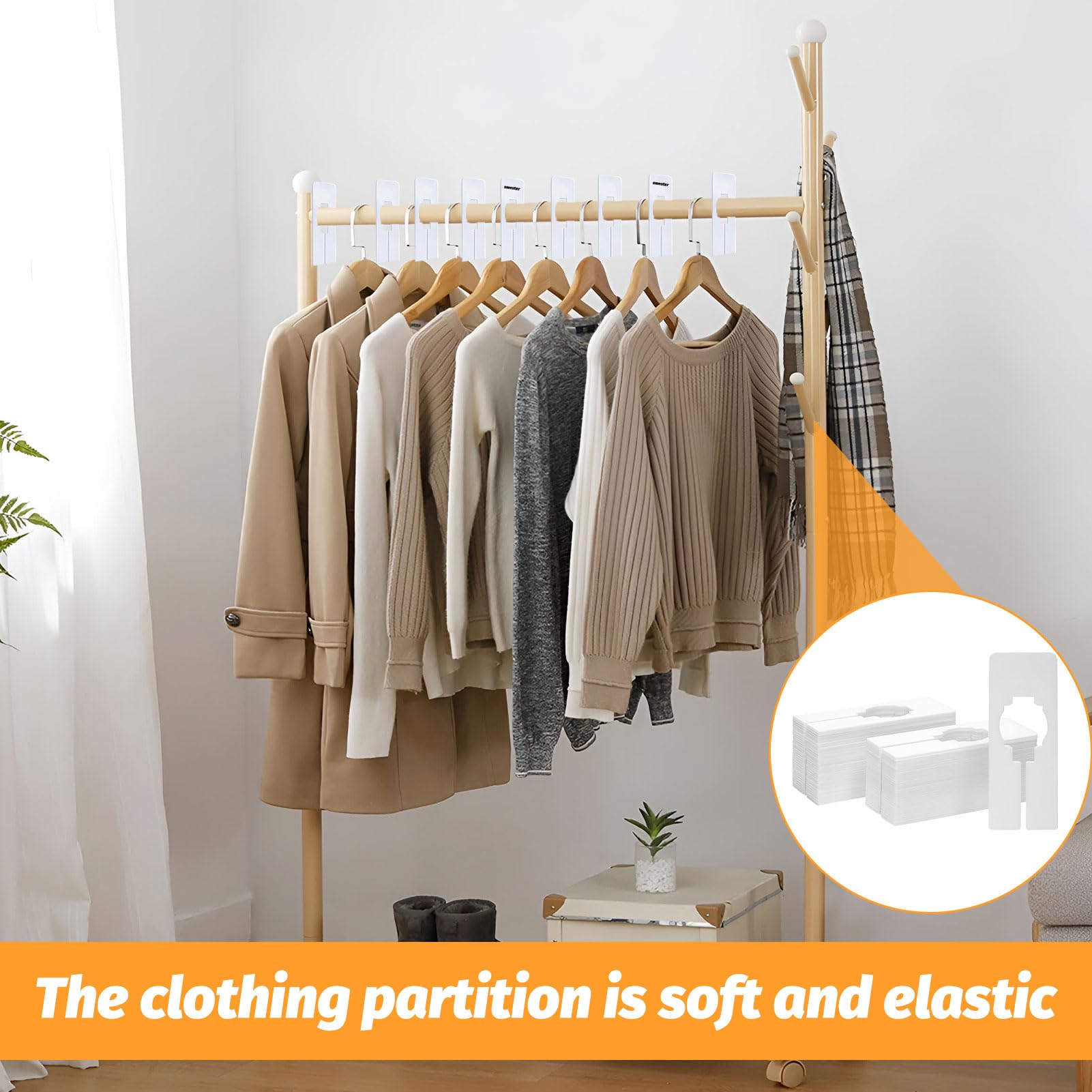 Qianeffort 20PCS Wardrobe Dividers,White Rectangular Hanger Clothing Rail Dividers Rack Size Shelf Dividers,Writable Shelf Divider for wardrobe
