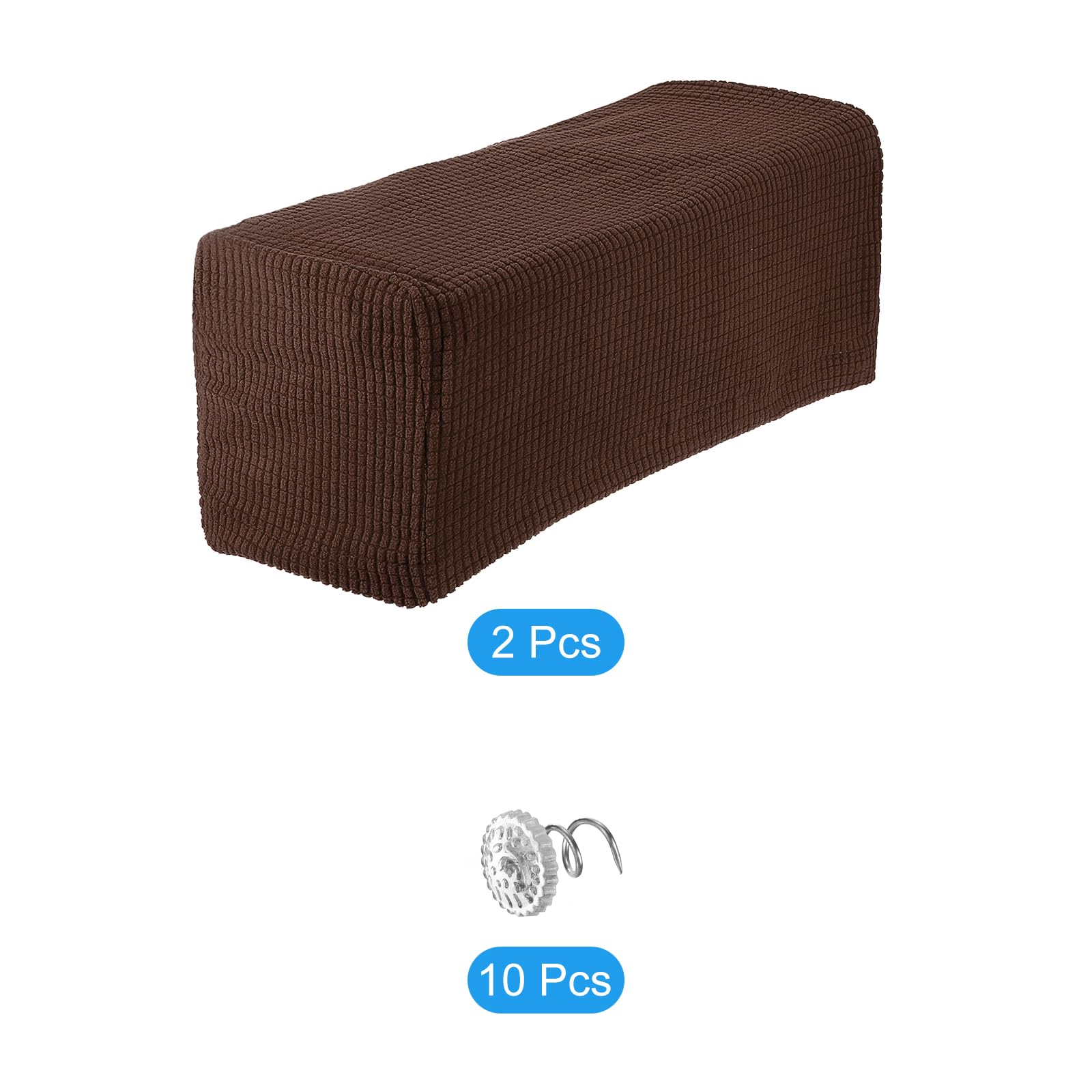 sourcing map 2pcs Stretch Armrest Covers for Chairs/Sofas, Couch Arm Covers with Twist Pin, Furniture Protector Slipcovers Brown