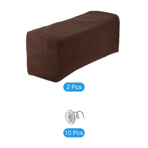 sourcing map 2pcs Stretch Armrest Covers for Chairs/Sofas, Couch Arm Covers with Twist Pin, Furniture Protector Slipcovers Brown