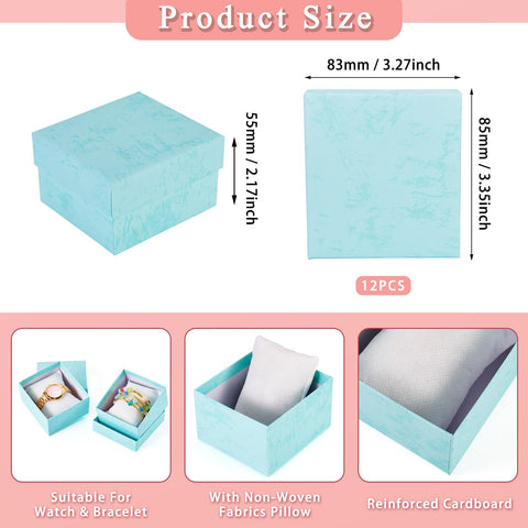 Craftdady 12pcs Gift Box Cardboard Jewelry Box with Pillow Rectangle Jewellery Packaging Storage Boxes for Watches Bangle Bracelet Necklace