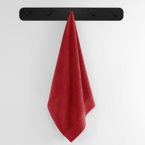 AmeliaHome Set 10pcs 4 Guest Towels 30x50 cm, 4 Towels 50x100 cm and 2 Bath Towels 70x140 cm 100% Cotton Absorbent Dark Red Amari