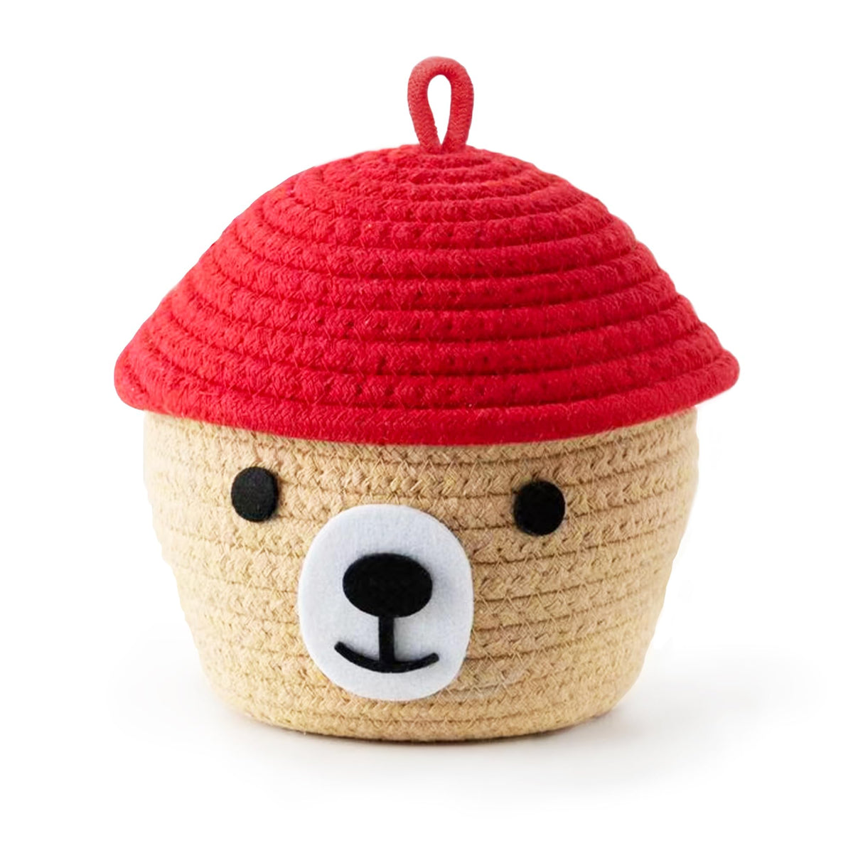 Hand Woven Cotton Rope Bear Basket - Home Storage, Decorative for Children's Bedroom and Living Room, Dedicated for Toys, Keys and Accessories