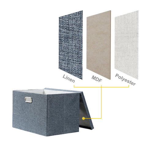 AlphaHome Fabric Storage Boxes with Lids [2 Pack], Foldable Linen Fabric Storage Baskets for Organising Clothes and Toys (Slate Grey, Large)